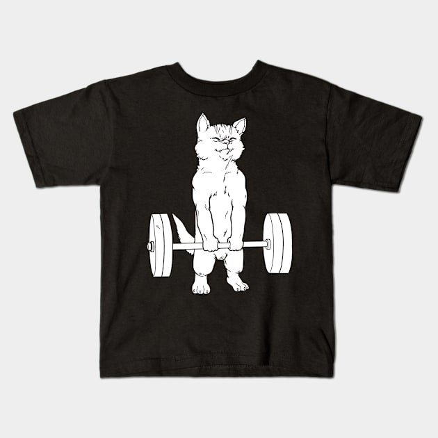 Cat Powerlifting Funny Kids T-Shirt by QUYNH SOCIU